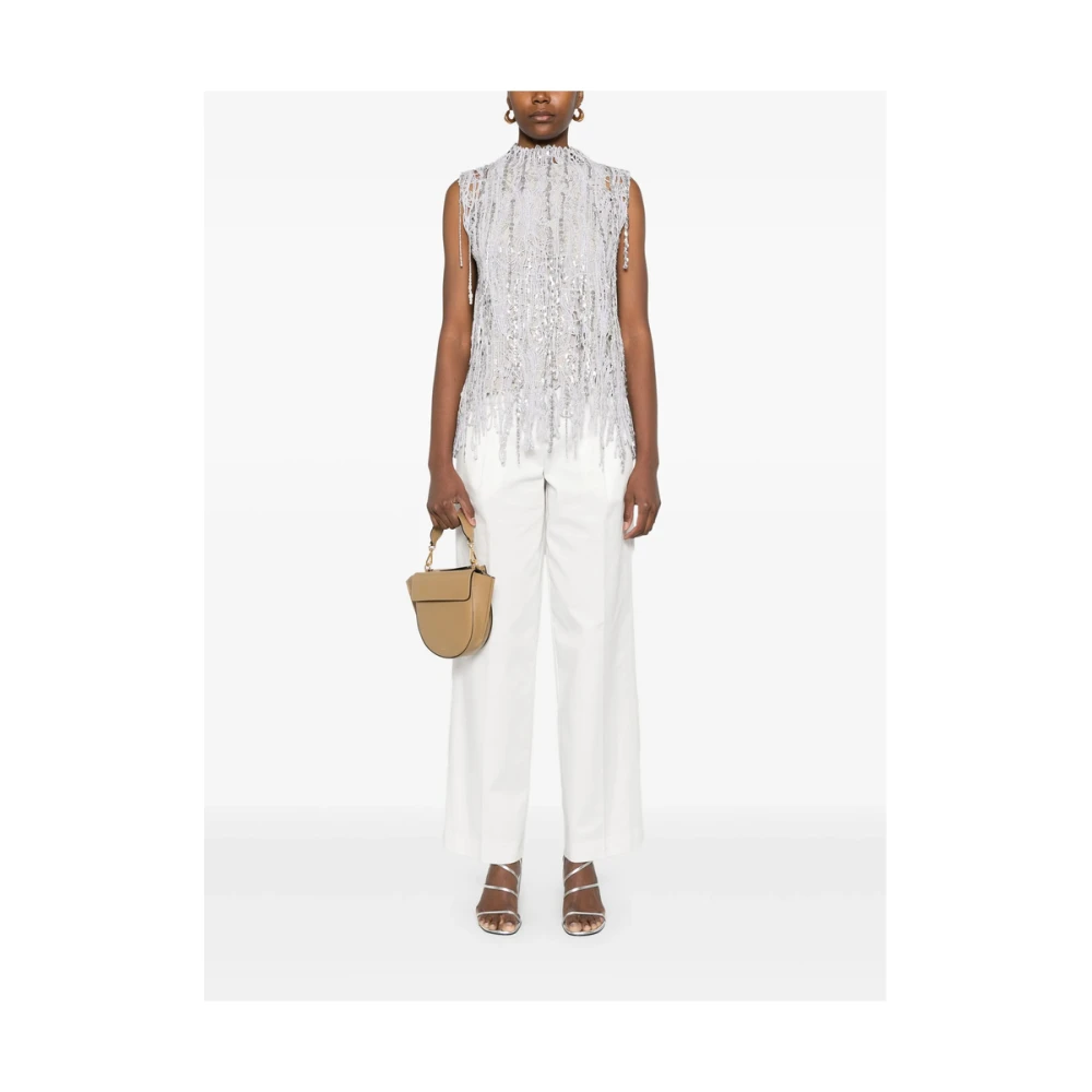 BRUNELLO CUCINELLI Hoge hals lichtgrijze trui Gray Dames