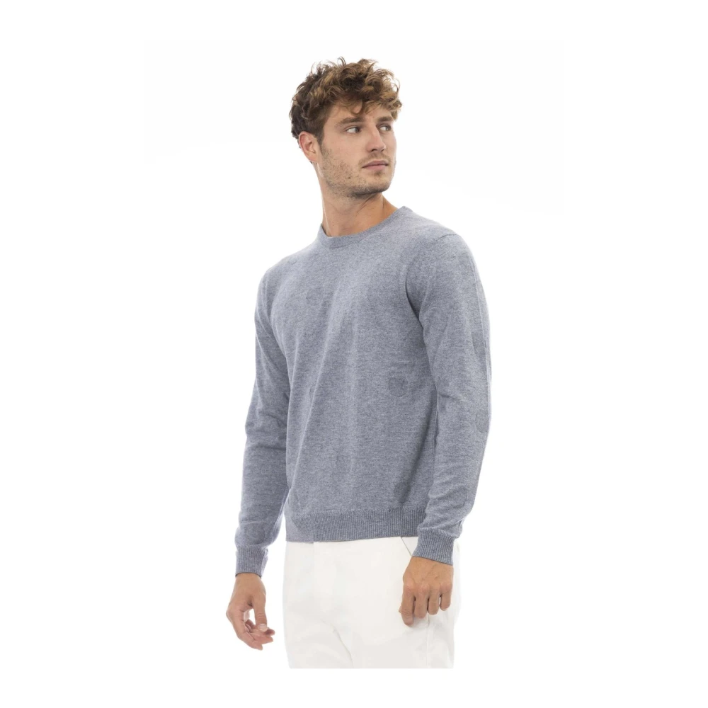 Alpha Studio Luxe Wolmix Crew Neck Sweater Gray Heren