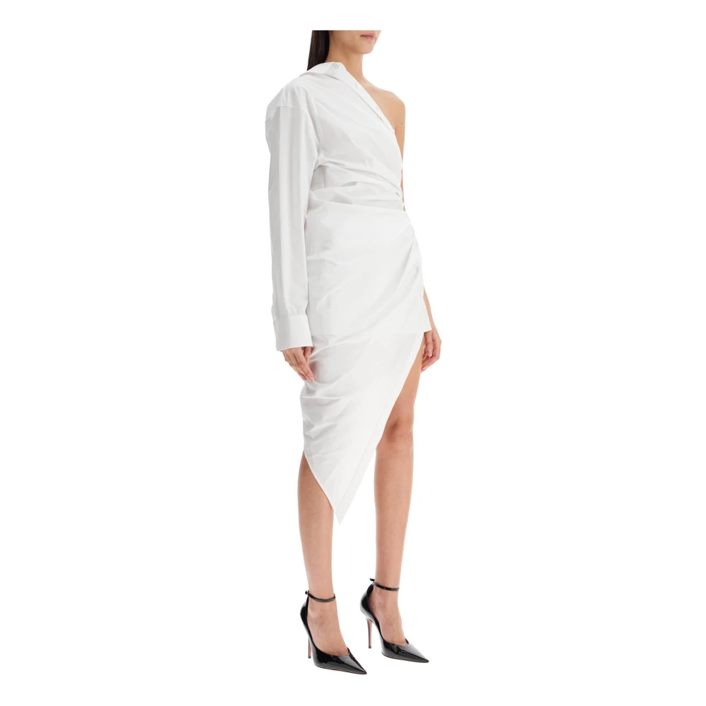 alexander wang Asymmetrische Poplin Midi Jurk White Dames