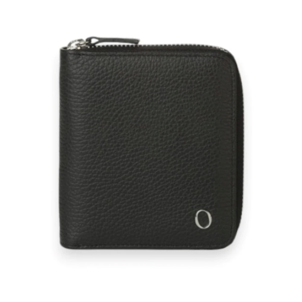 Orciani Kleine leren portemonnee met ritssluiting Black Heren