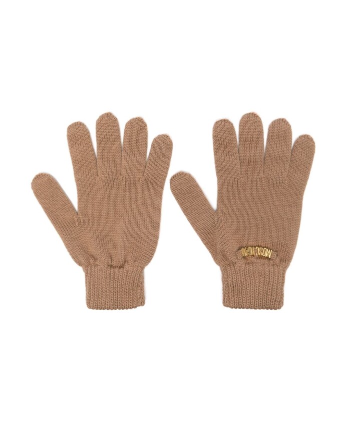 brown-wool-knit-gloves-with-gold-logo