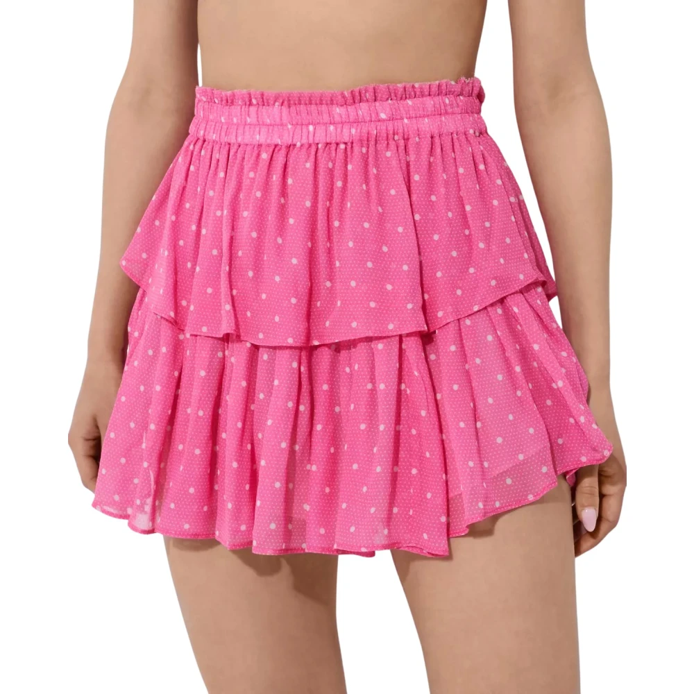 Loveshackfancy Roze Polka Dot Ruffle Mini Rok Pink Dames