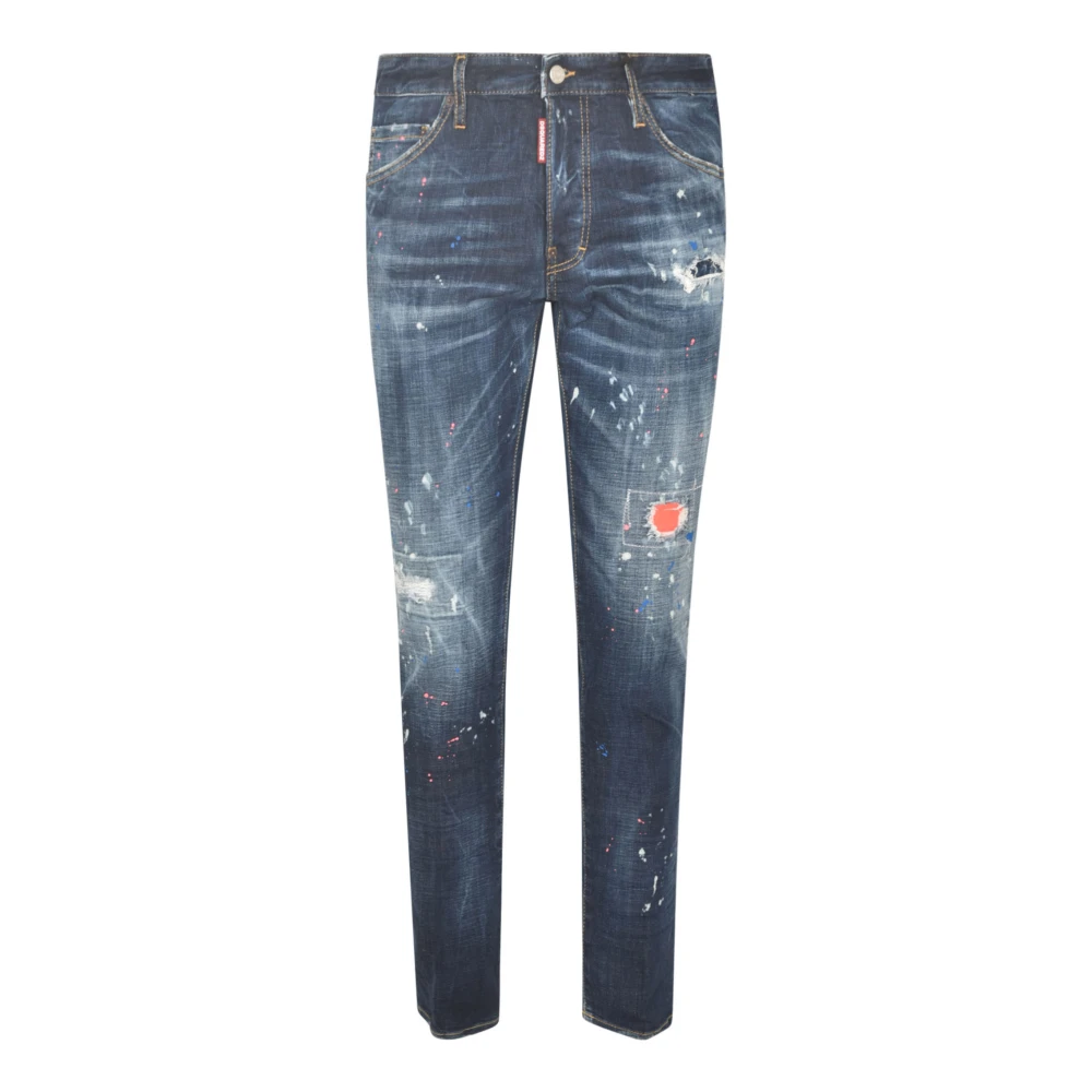 Dsquared2 Blauwe Distressed Skinny Jeans Blue Heren