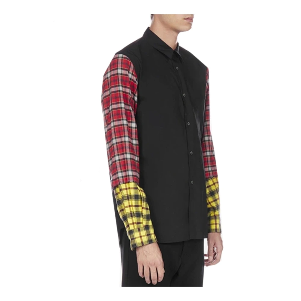 Comme des Garçons Geruite Mouw Overhemd Flanel Effect Black Heren