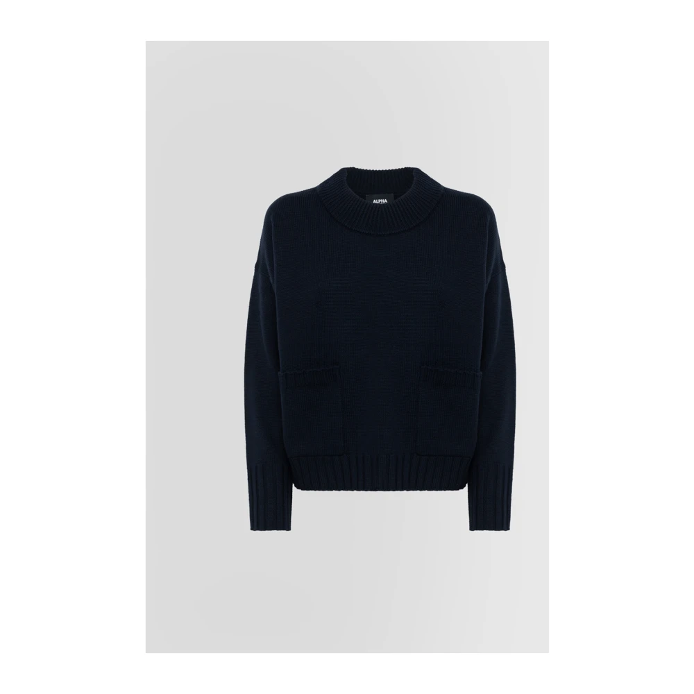 Alpha Studio Top met zakken aan de voorkant Blue Dames