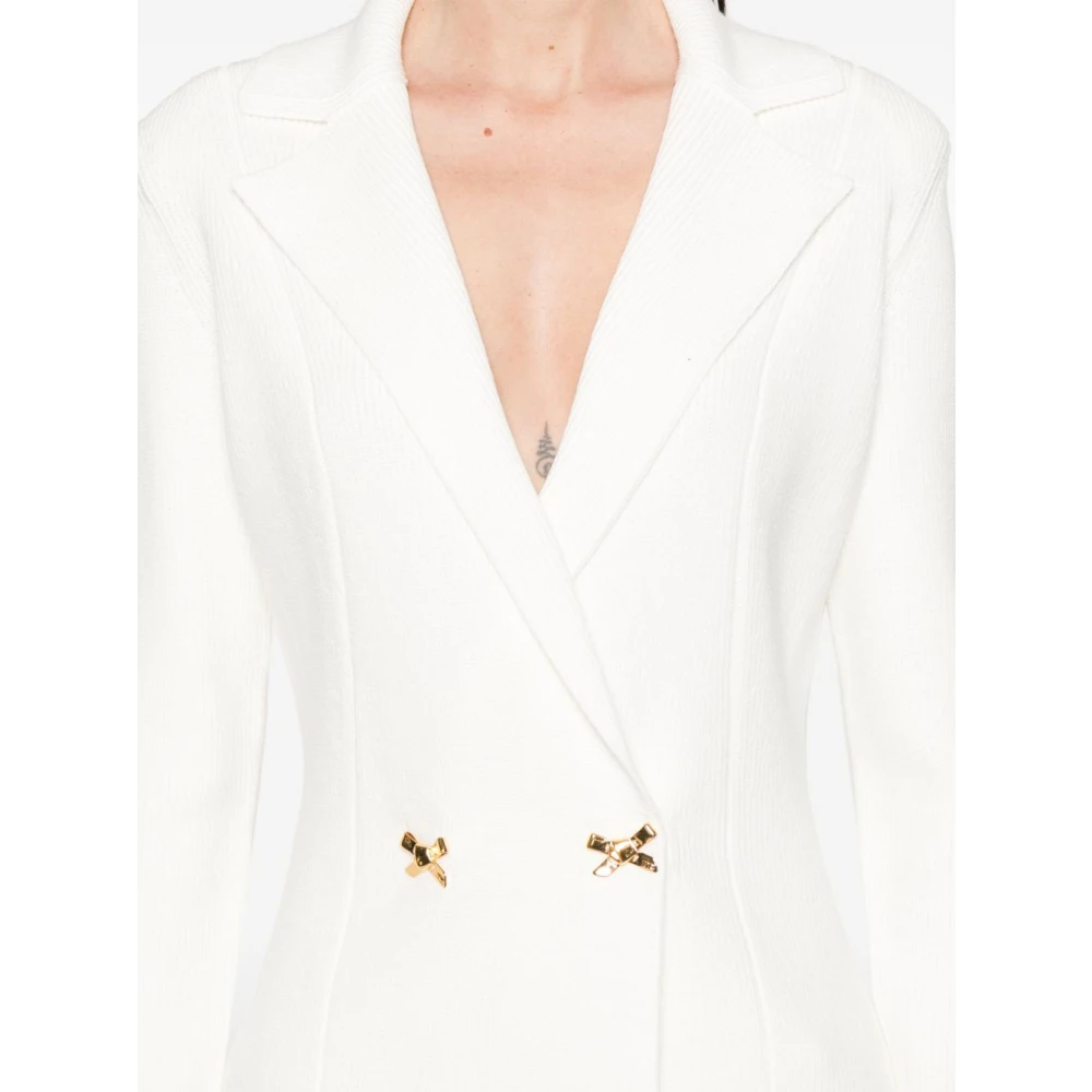 Elisabetta Franchi Ivory Outerwear Jacket Beige Dames