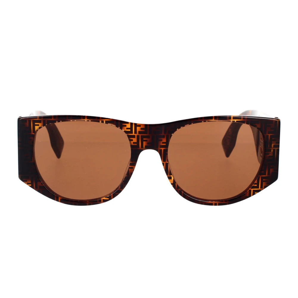 Fendi Glamorösa ovala solglasögon med Havana-ram och mörkbruna linser Brown, Unisex