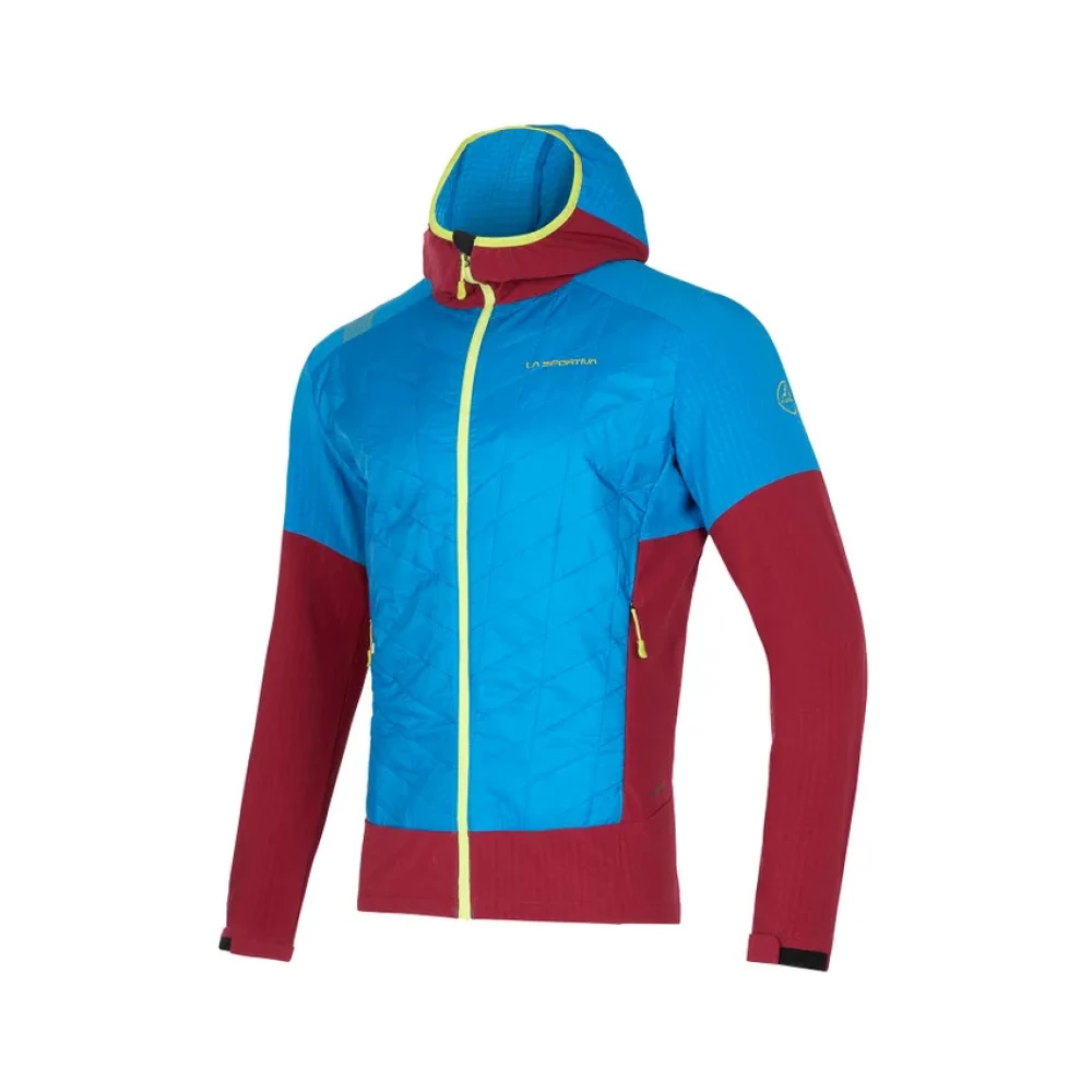 La sportiva Blauwe Hybride Ademende Jas met Rits Blue Heren