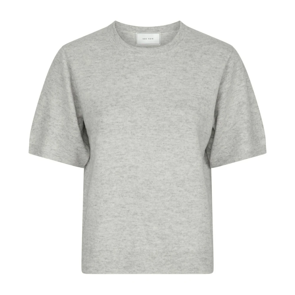 NEO NOIR Korte Mouw Gebreid Licht Grijs Melange Gray Dames