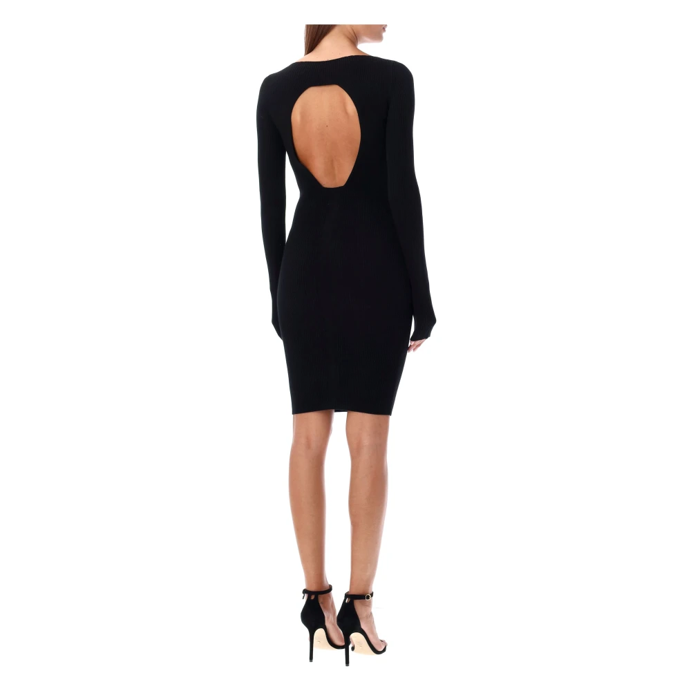Rick Owens Zwarte Geribbelde Bodycon Jurk Black Dames