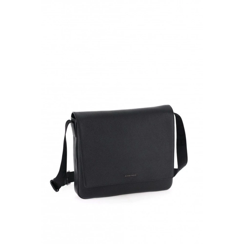 Borbonese Zwarte Leren Crossbody Tas Black Dames