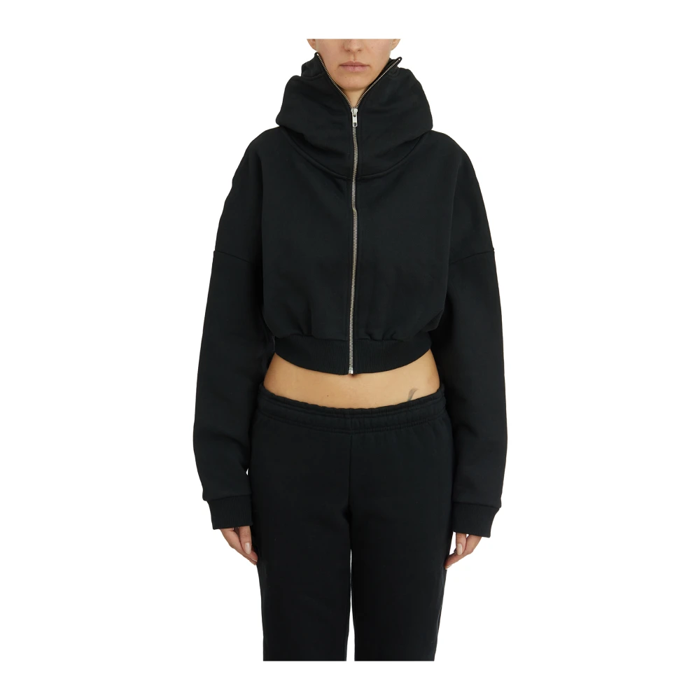Entire Studios Cropped Zip Hoodie Black Dames
