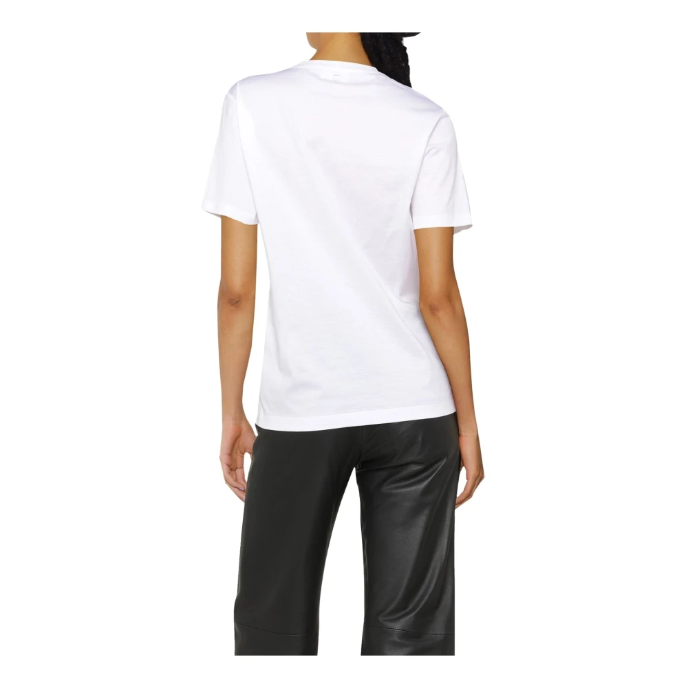 Salvatore Ferragamo Bloemen Geborduurd Katoenen T-shirt White Dames
