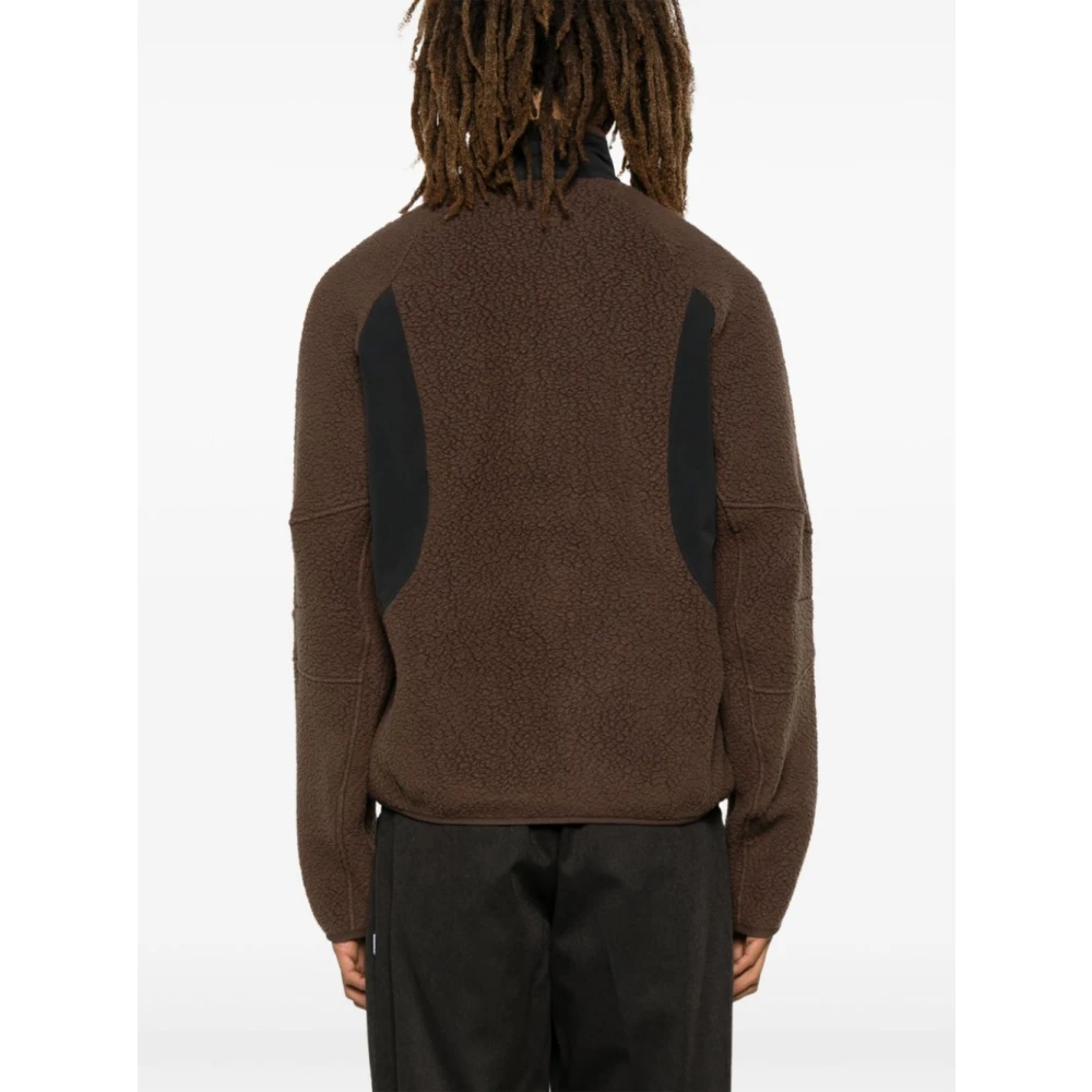 ROA Warme Fleecejas met Nylonpanelen Brown Heren