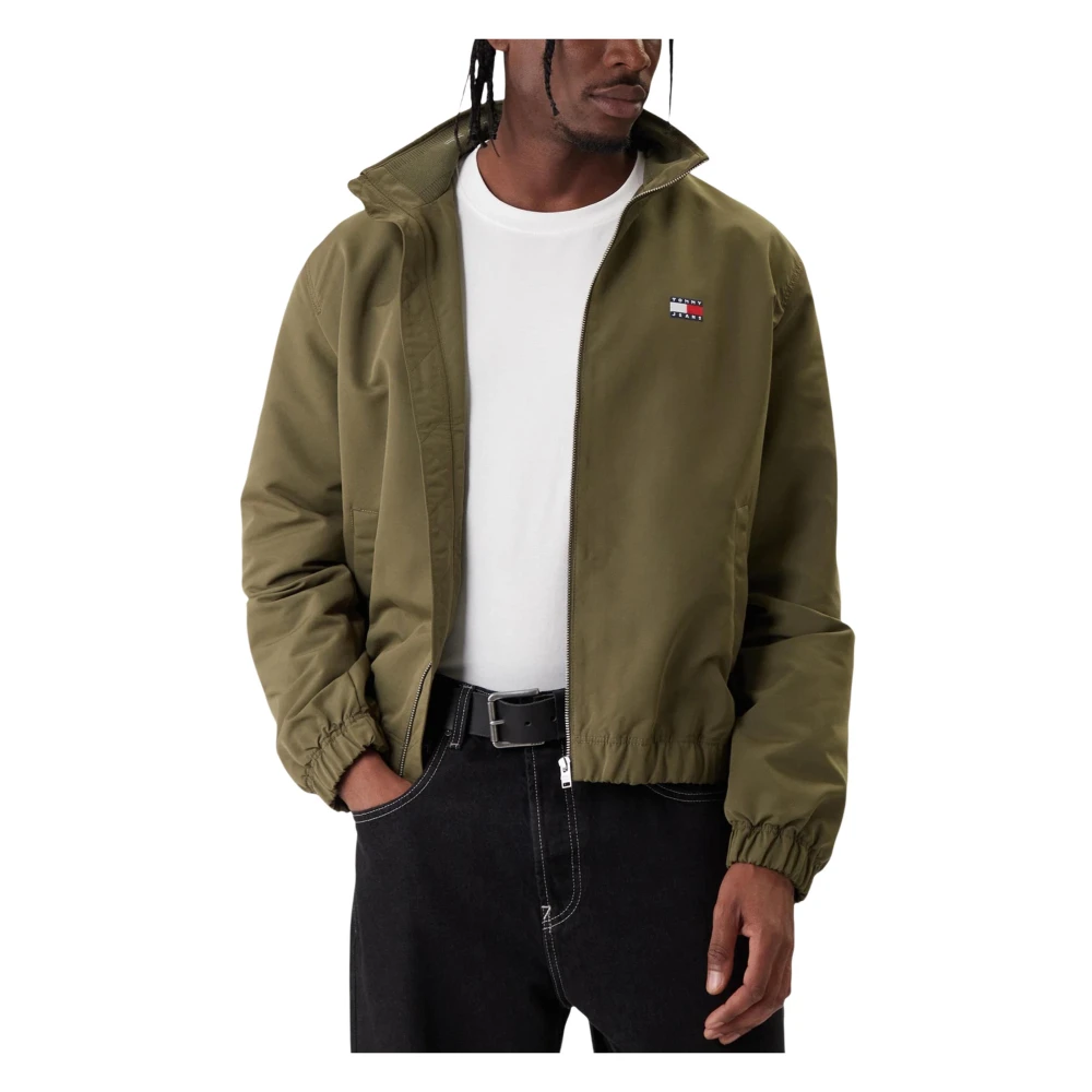 Tommy Jeans Men's Green Water Repellent Funnel Neck Jacket - Light Jackets - L - Jackets