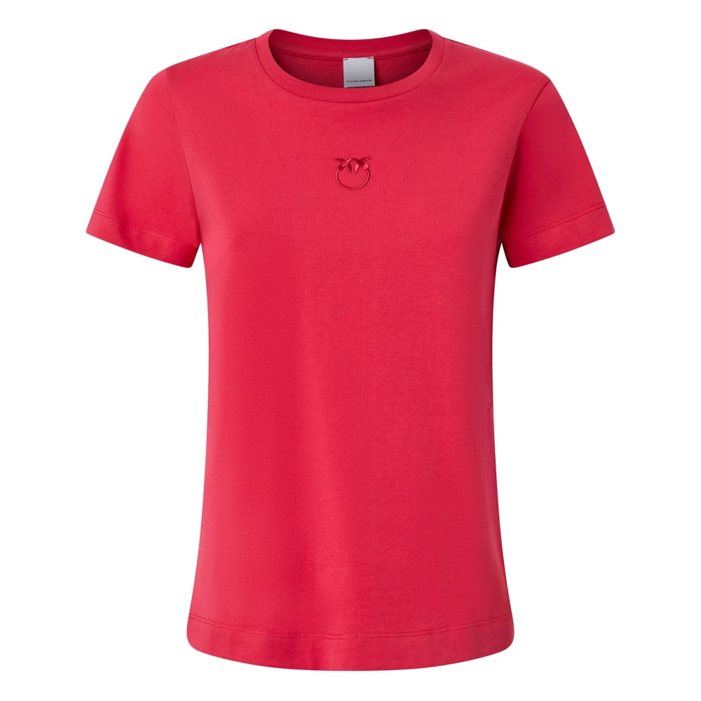 Pinko Love Birds Geborduurd T-shirt Pink Dames