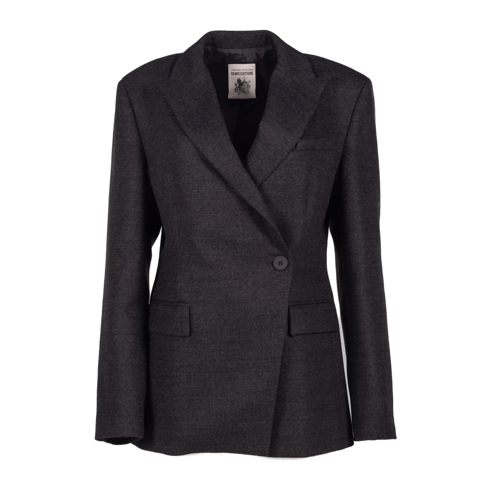 Semicouture Donkergrijze Annika Jas met Off-Center Sluiting Gray Dames