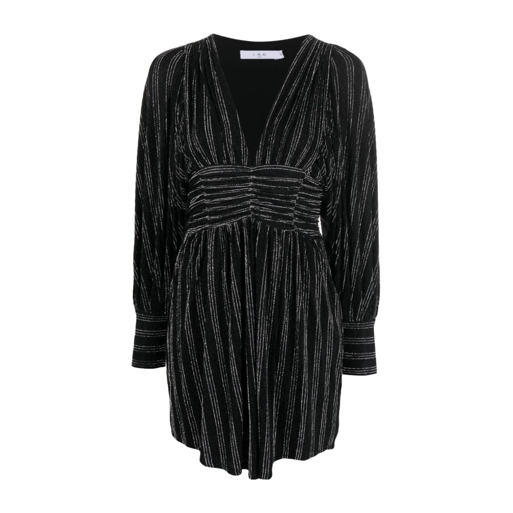 IRO Zwarte Metallic-Geribbelde Jurk met Lange Mouwen Black Dames