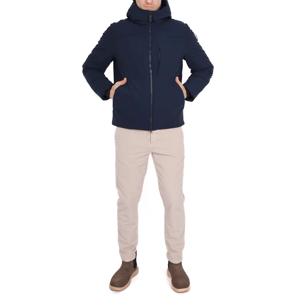 BomBoogie Korte Gewatteerde Winterjas met Capuchon Blue Heren