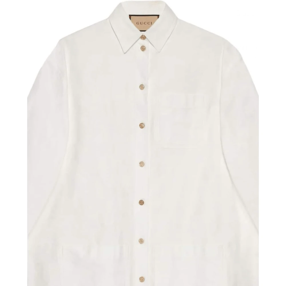 Gucci Knoopsluiting katoenen overhemd-40 White Dames