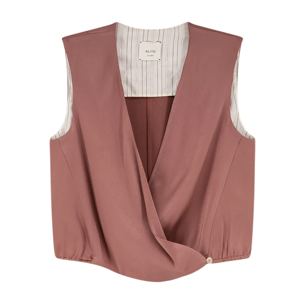 Alysi Women's Pink V-Neckline Sleeveless Cross-Over Blouse