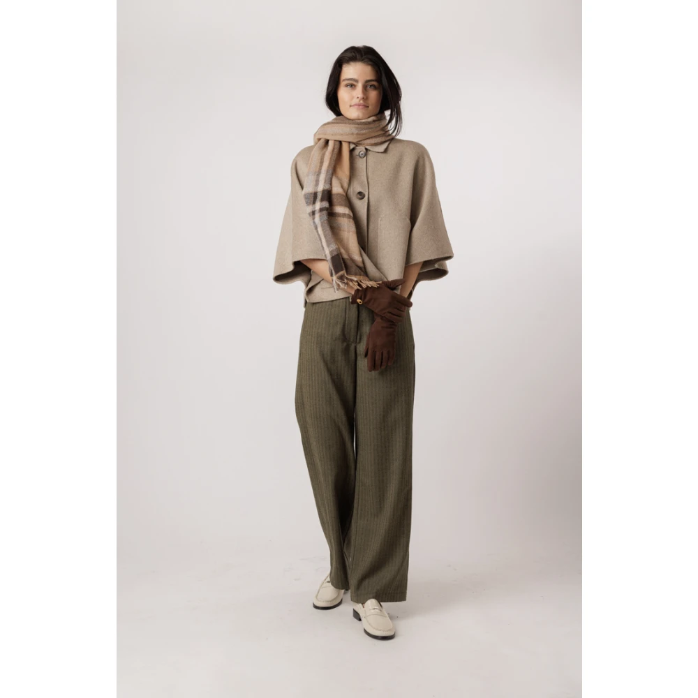 Alter Ego Beige Melange Cape Style Jas Brown Dames