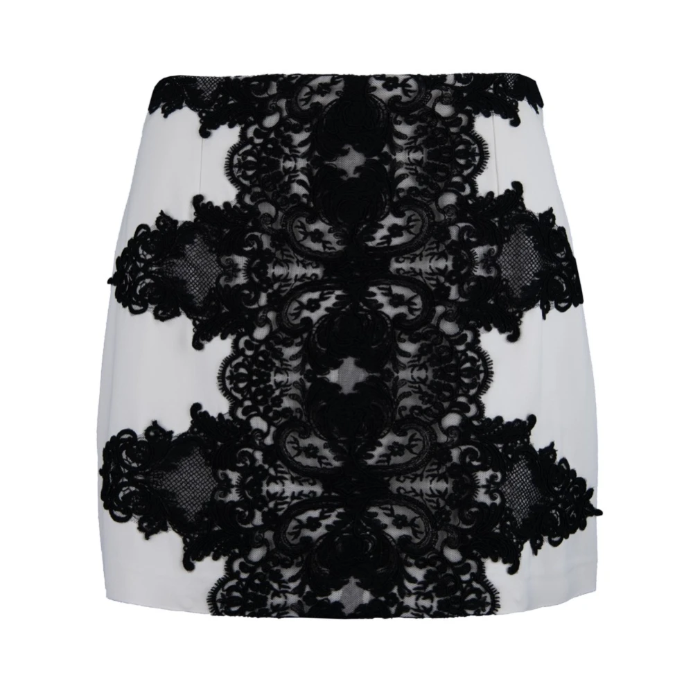 Elisabetta Franchi Kanten Detail Rits Haak Korte Rok Black Dames