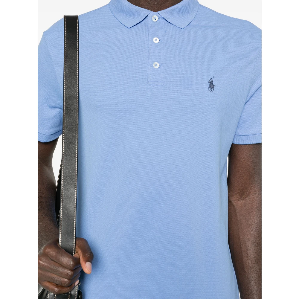 Polo Ralph Lauren Stretch katoenen poloshirt met geborduurd logo Blue Heren