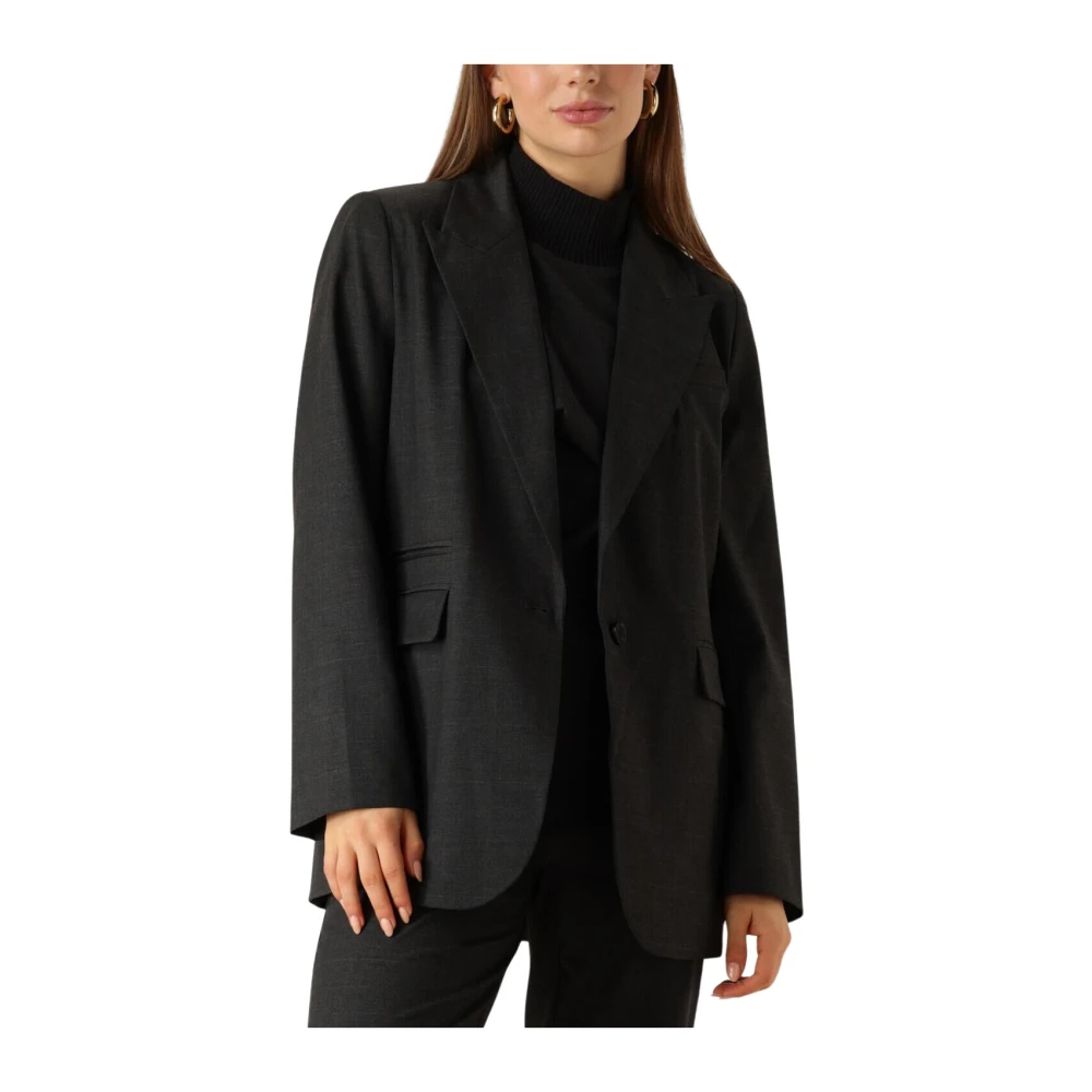 Co'Couture Moderne Oversized Grijze Blazer Black Dames