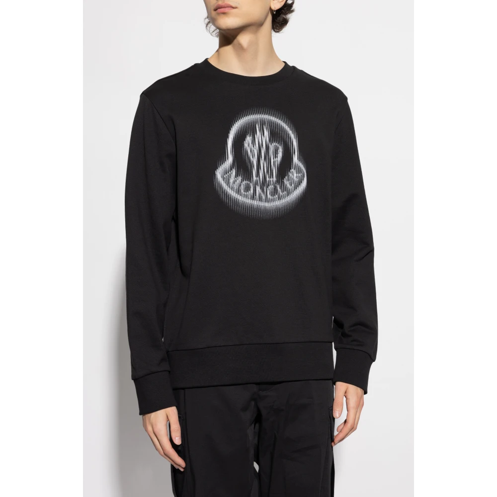 Moncler Sweatshirt met logo Black Heren