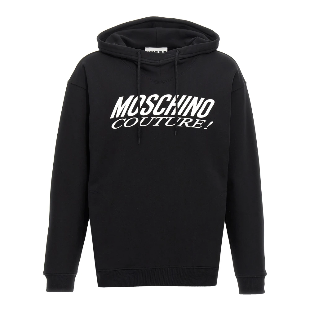 Moschino Men's Black Hoodies, S, Logo Print Hoodie
