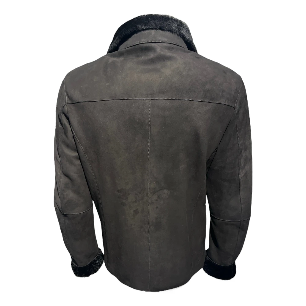 Emporio Armani Zwarte Shearling Ritsjas Aw24 Black Heren