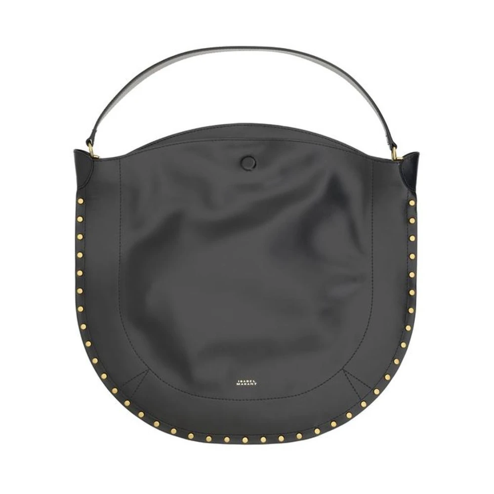 Isabel marant Gestikte Leren Hobo Schoudertas Black Dames