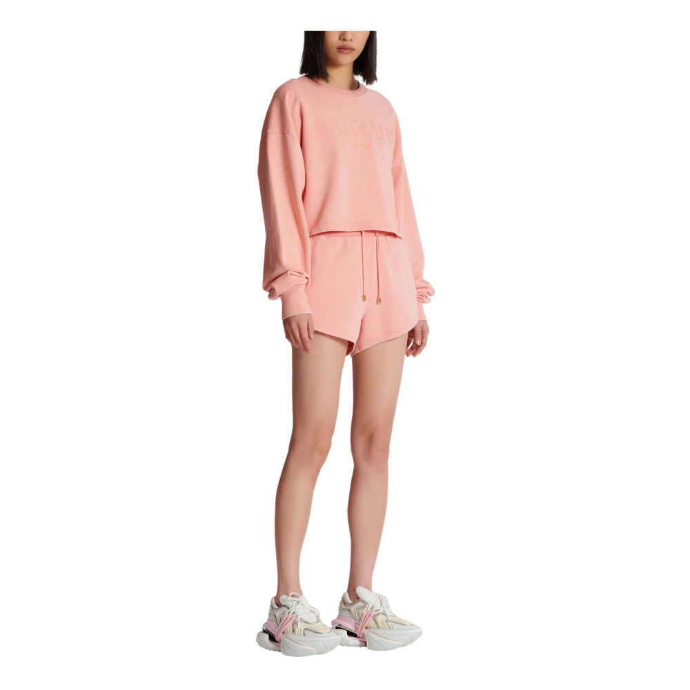 Balmain Sweatshirt met Vintage borduurwerk Pink Dames