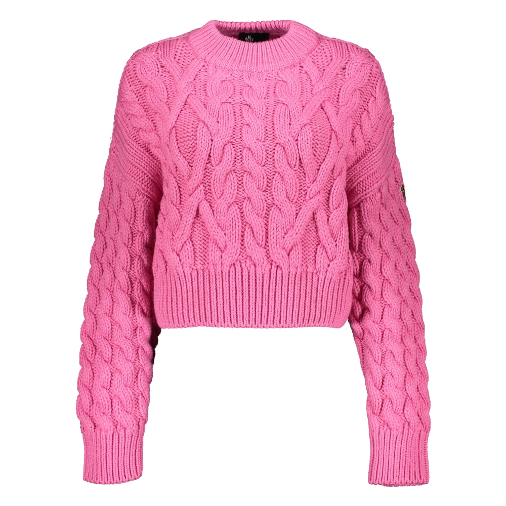 Moncler Kabelgebreide Wollen Trui Pink Dames