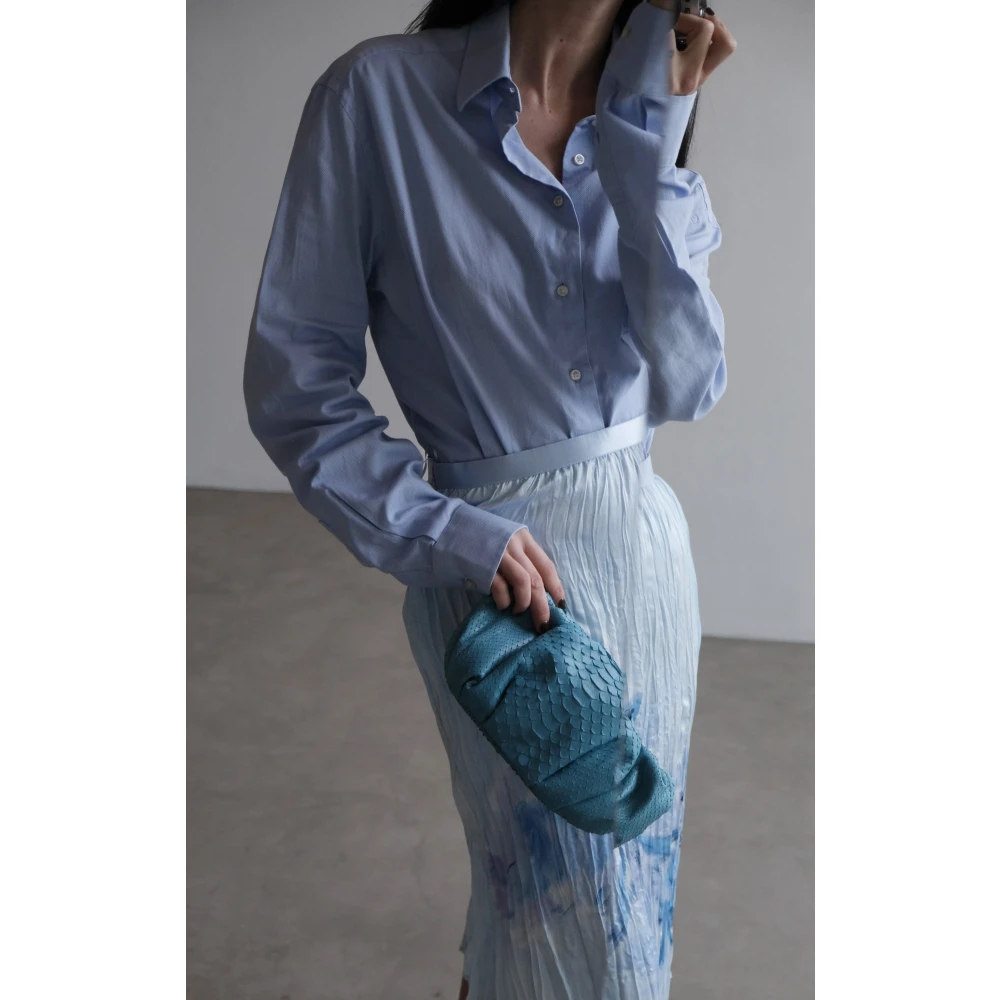 Biagini Mini Turkoois Python Clutch Handtas Blue Dames