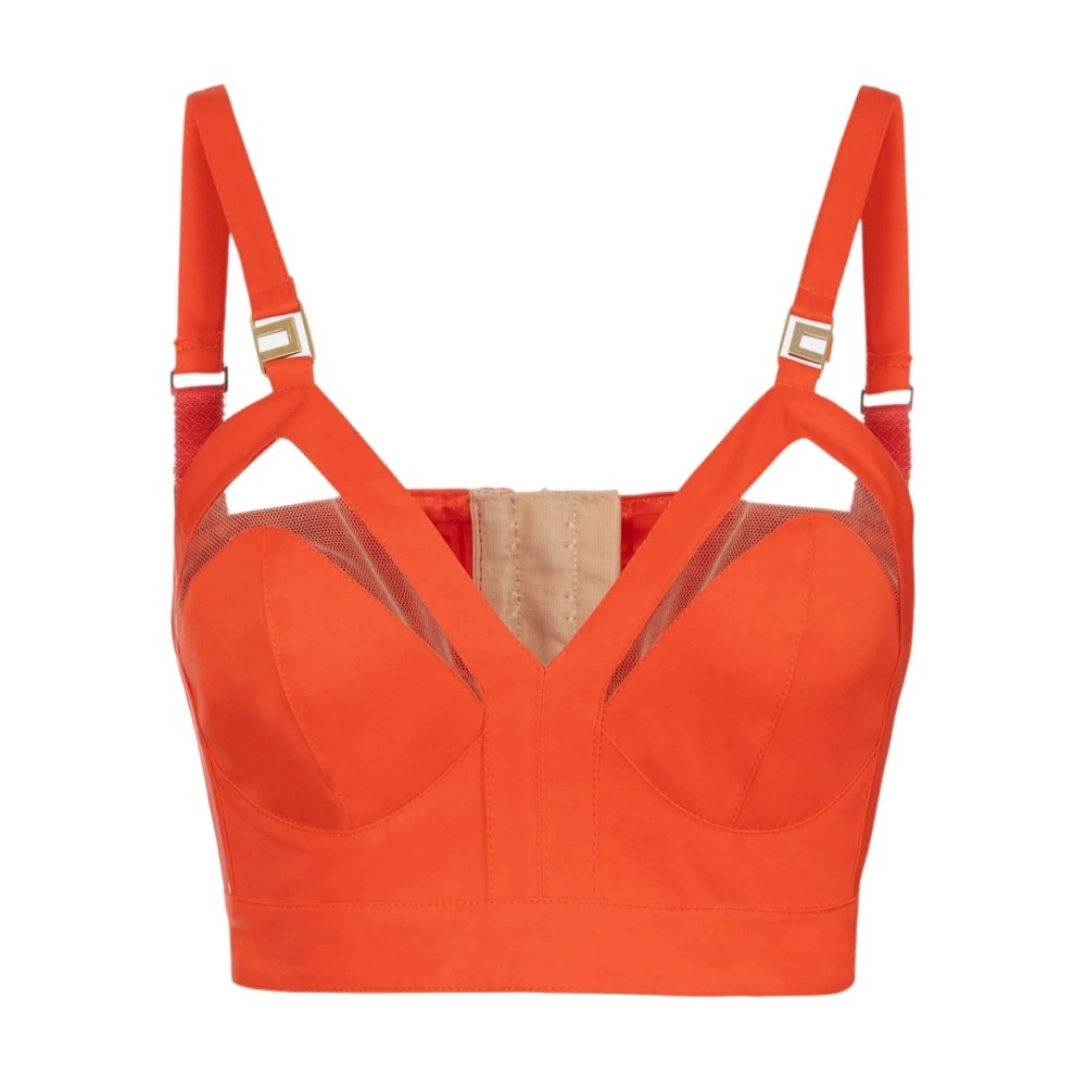 Elisabetta Franchi Katoenen Corset Top met Cut-Out Orange Dames