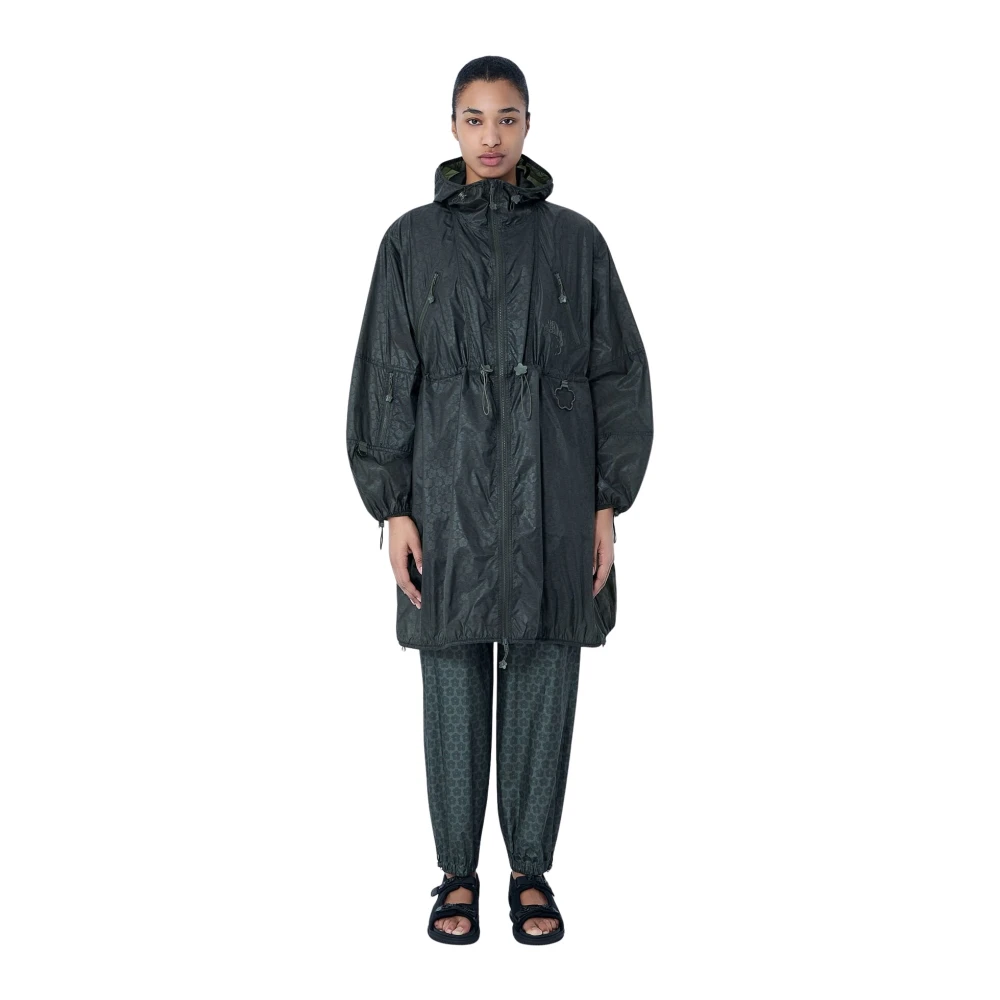 The North Face Women's Green Windbreakers, Xs, Hooded Parka In Technical Fabric