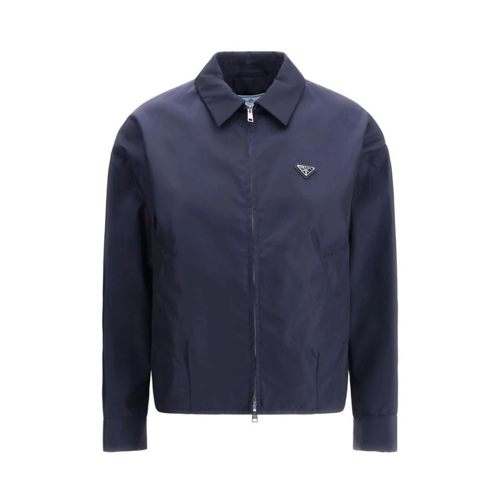 Prada Nylon Gabardine Jas Blue Dames