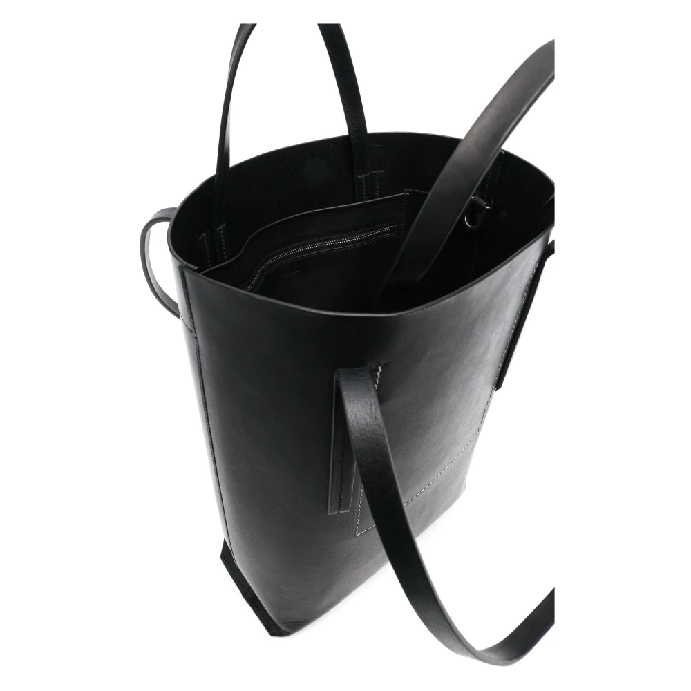 Rick Owens Casual Zwarte Leren Tote Bag Black Dames