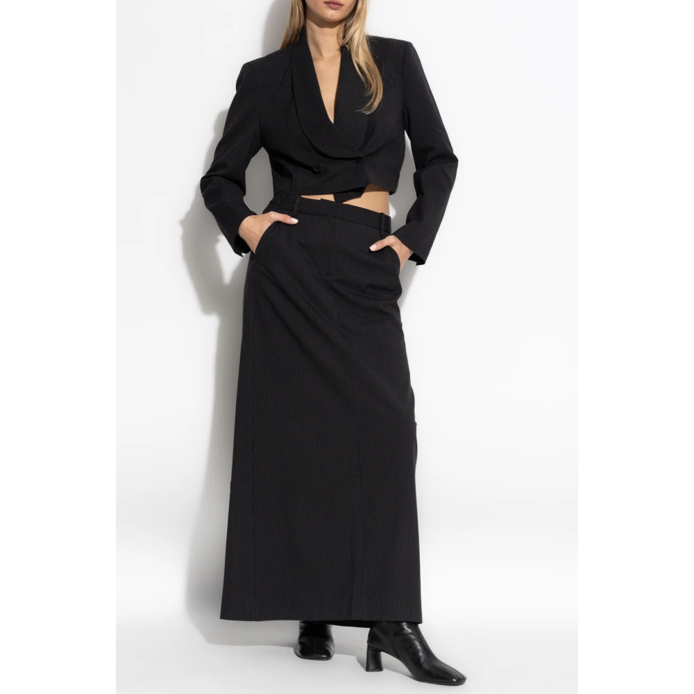 Munthe Rok met gestreept patroon Black Dames