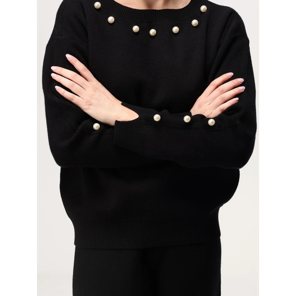 Twinset Gebreide top met parels Black Dames