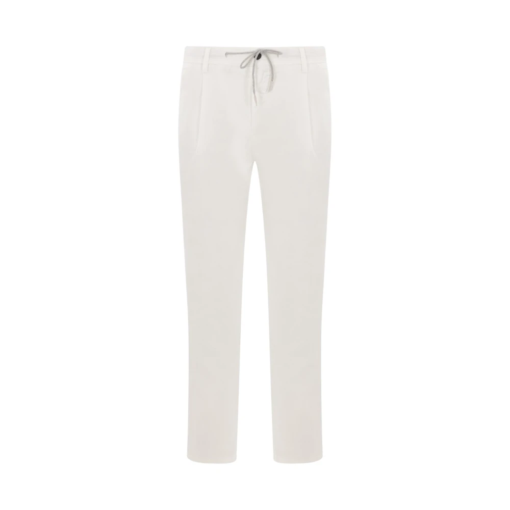 Eleventy Witte Slim-Fit Katoenen Broek White Heren