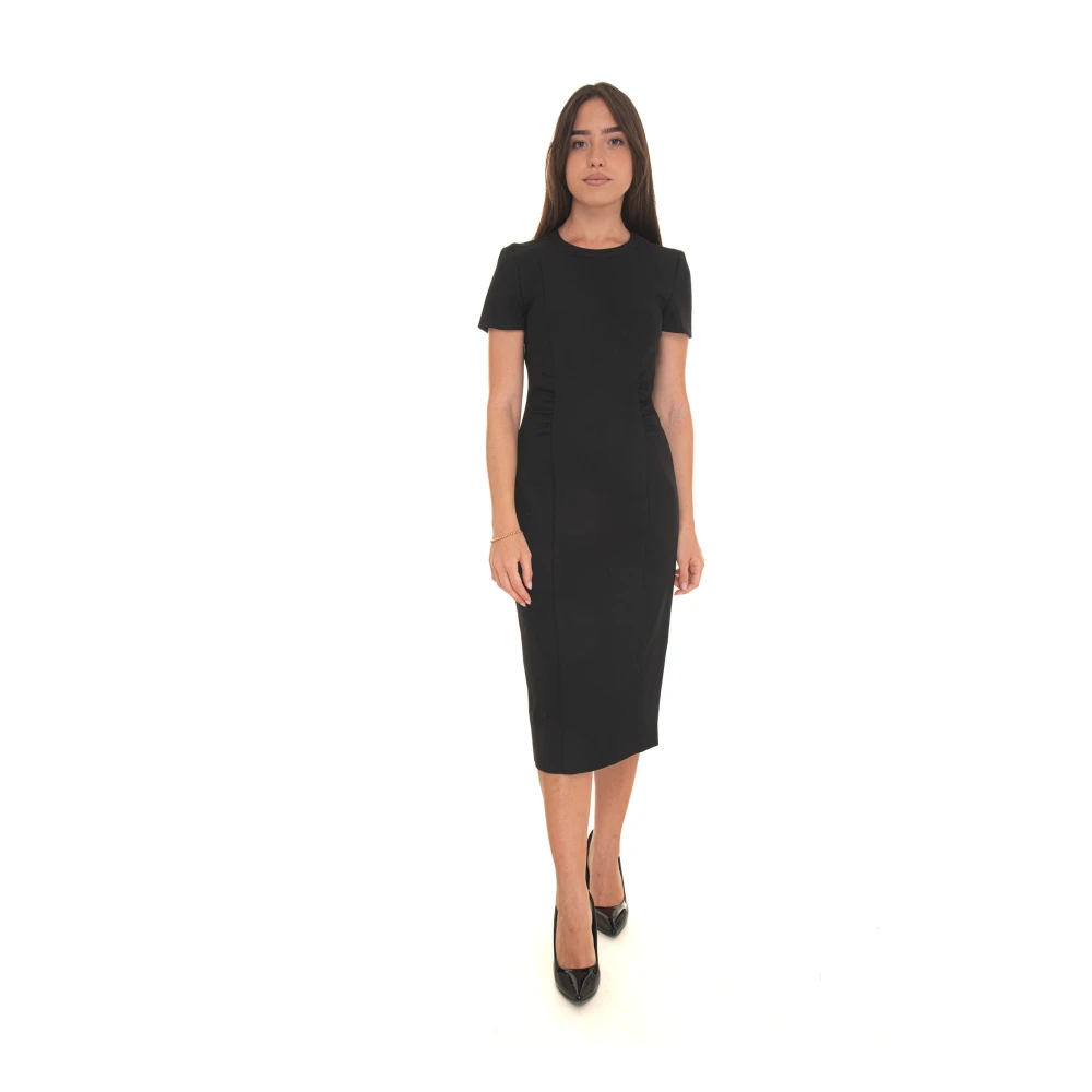 Boss Crêpe Sheath Jurk met Front Gather Black Dames