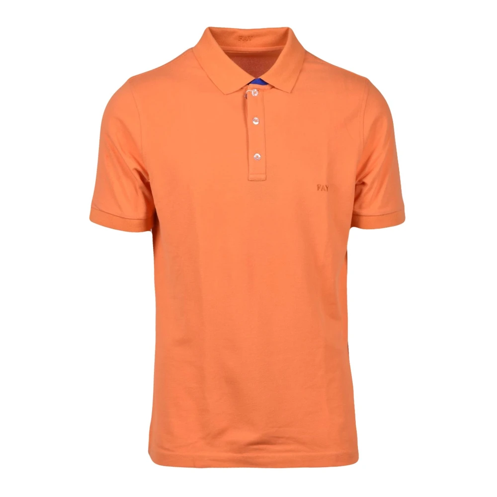 Fay Katoen Elastaan Polo Shirt Orange Heren