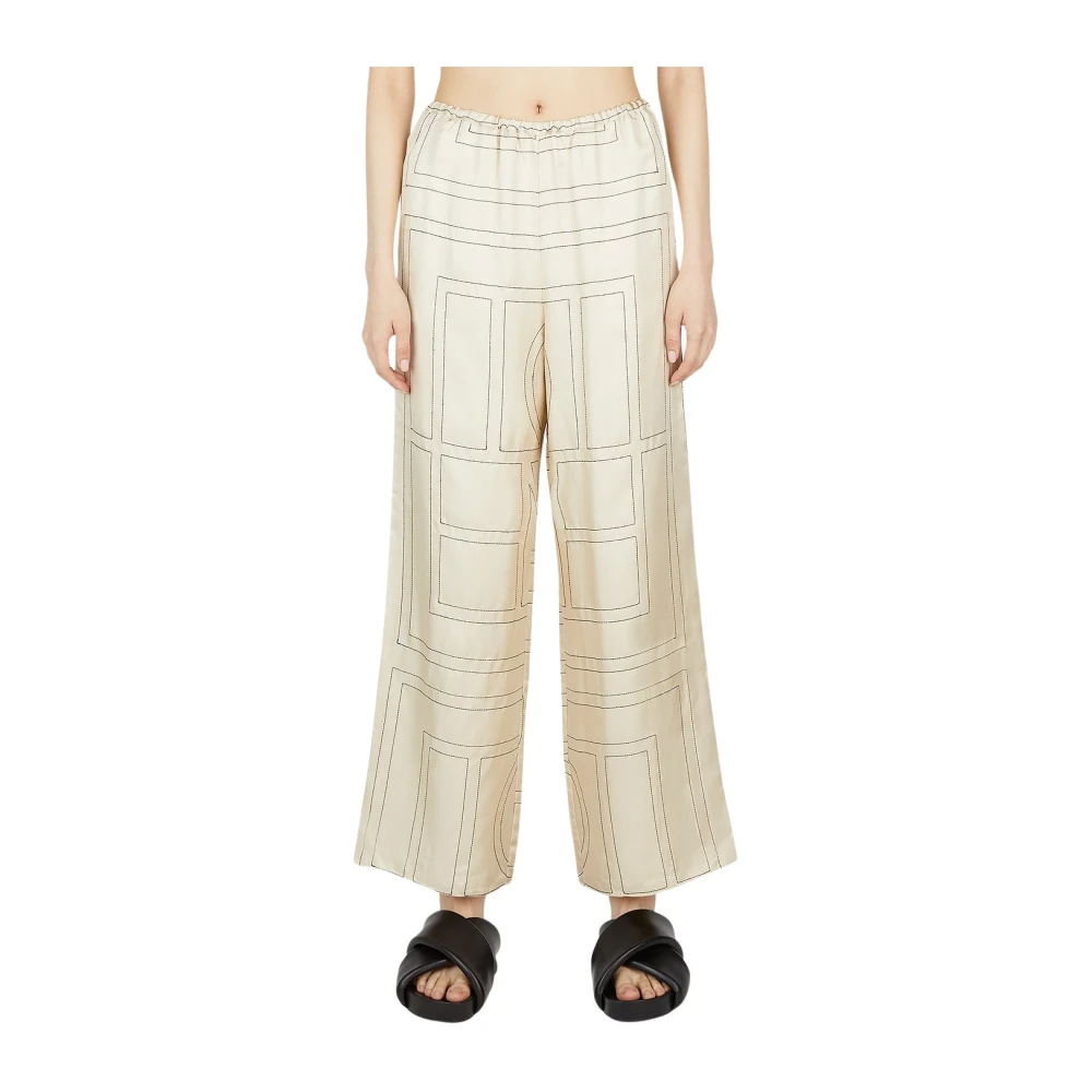 Toteme Women's Beige Monogram Pyjama Pants - Woman Pants Fr - 32 - Image 3