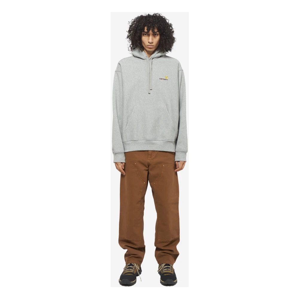 Carhartt WIP Grijze Katoenen Hoodie met Geborduurd Logo Gray Heren