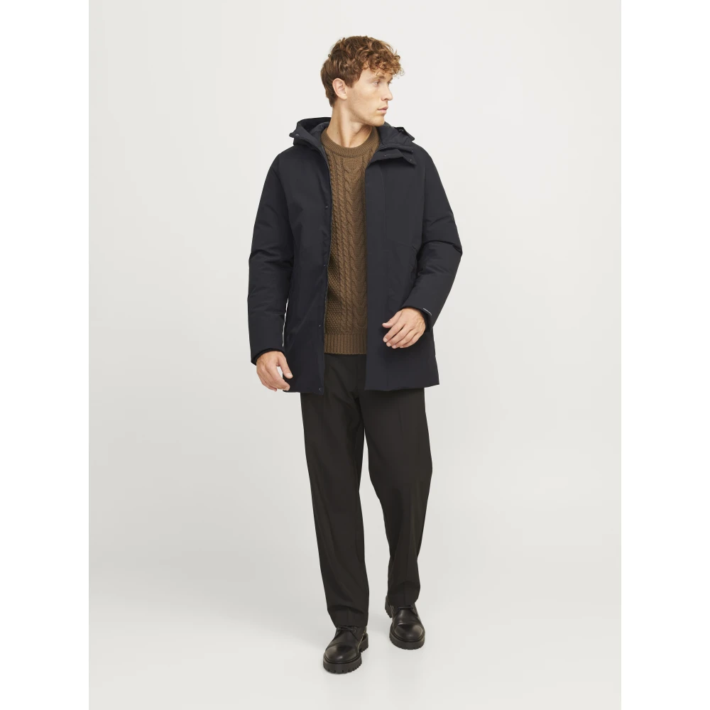 jack & jones Winter Parka Winddichte Hoodie Jas Black Heren