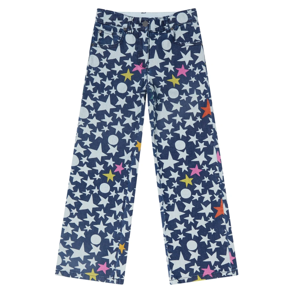 Stella Mccartney Girls Blue Jeans, 10 Y, Wide Leg Star Jeans