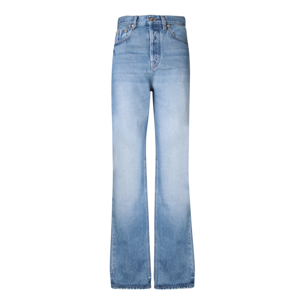 Blå High Waist Straight Jeans